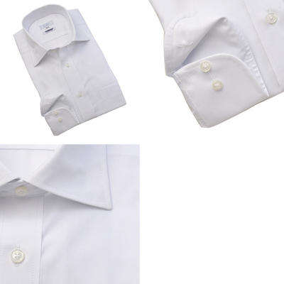 【日本製生地】Agis M＆R 定番白無地ワイドスプレットカラードレスシャツ/Yシャツ